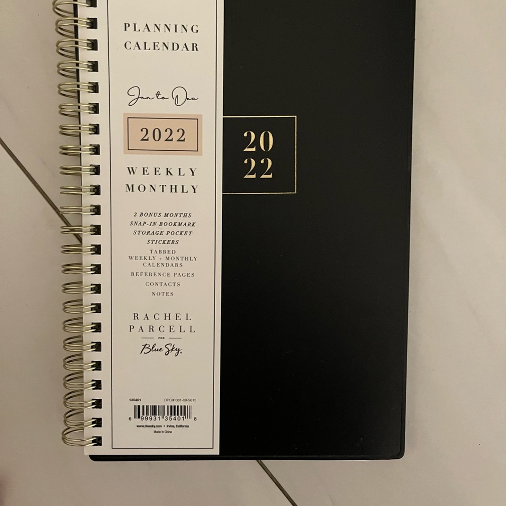 2022 calendar/agenda